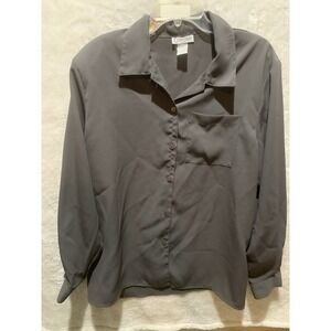 Courtenay Women's Long‎ Sleeve 2x Grey Blouse